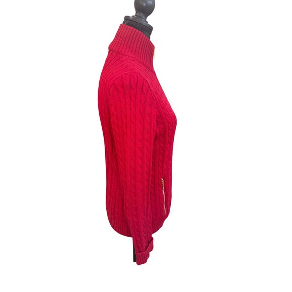 Lauren Ralph Lauren Preppy Old Money Fisherman Red Cable Heavy Knit Sweater - Picture 3 of 13